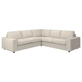 IKEA VIMLE ВІМЛЕ, кутовий диван, 4-місний, з широкими підлокітниками / ГУННАРЕД бежевий 694.017.93 фото
