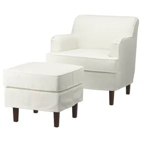 IKEA ROCKSJÖN РОККШЁН, кресло + табурет для ног, Блекингский белый 895.088.92 фото