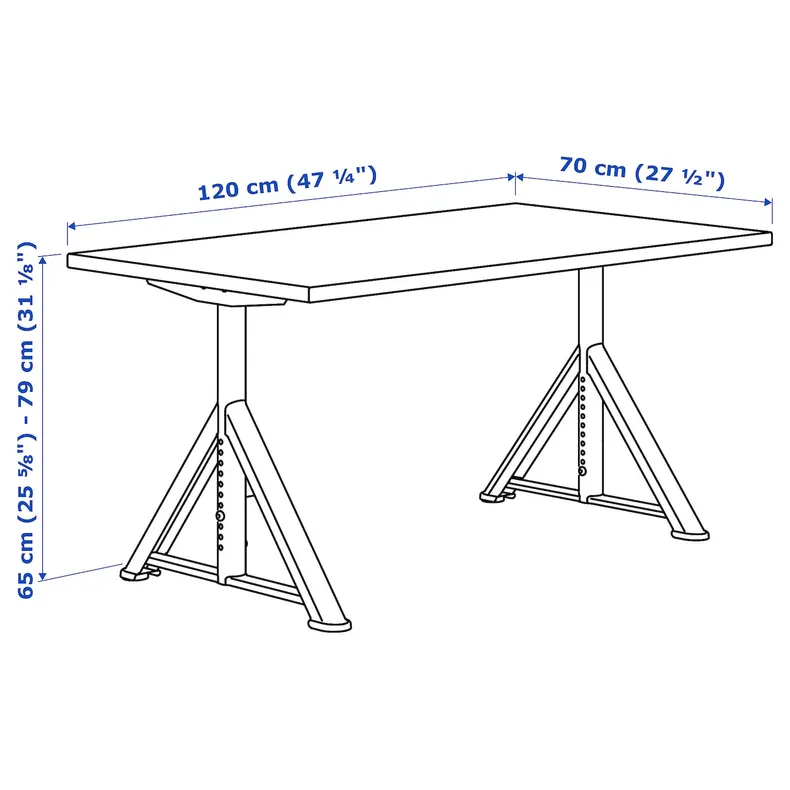 IKEA IDÅSEN ИДОСЕН, письменный стол, коричневый / темно-серый, 120x70 см 492.810.27 фото №5