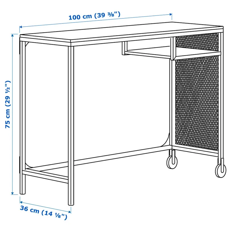 IKEA FJÄLLBO ФЙЕЛЛЬБУ, стіл для ноутбука, чорний, 100x36 см 303.397.35 фото №8