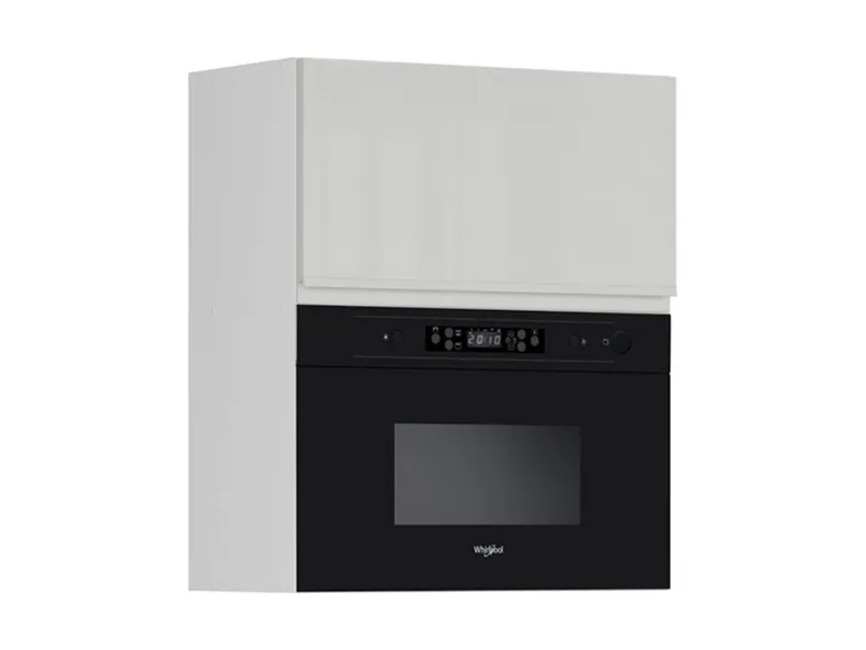 BRW Кухонный верхний шкаф Sole 60 см с микроволновой печью светло-серый глянец, альпийский белый/светло-серый глянец FH_GMO_60/72_O_AMW442-BAL/XRAL7047/CA фото №2