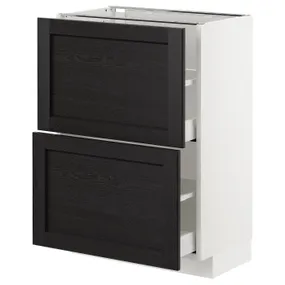 IKEA METOD МЕТОД, напольный шкаф с 2 ящиками, белый / Лерхиттан с черными пятнами, 60x37 см 092.573.74 фото