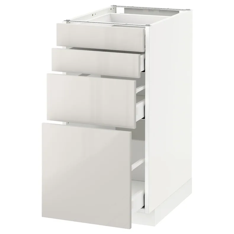 IKEA METOD МЕТОД / MAXIMERA МАКСИМЕРА, напольн шкаф 4 фронт панели / 4 ящика, белый / светло-серый, 40x60 см 191.425.04 фото №1