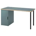 IKEA LAGKAPTEN ЛАГКАПТЕН / ALEX АЛЕКС, письменный стол, серо-бирюзовый / черный, 140x60 см 395.234.80 фото thumb №1