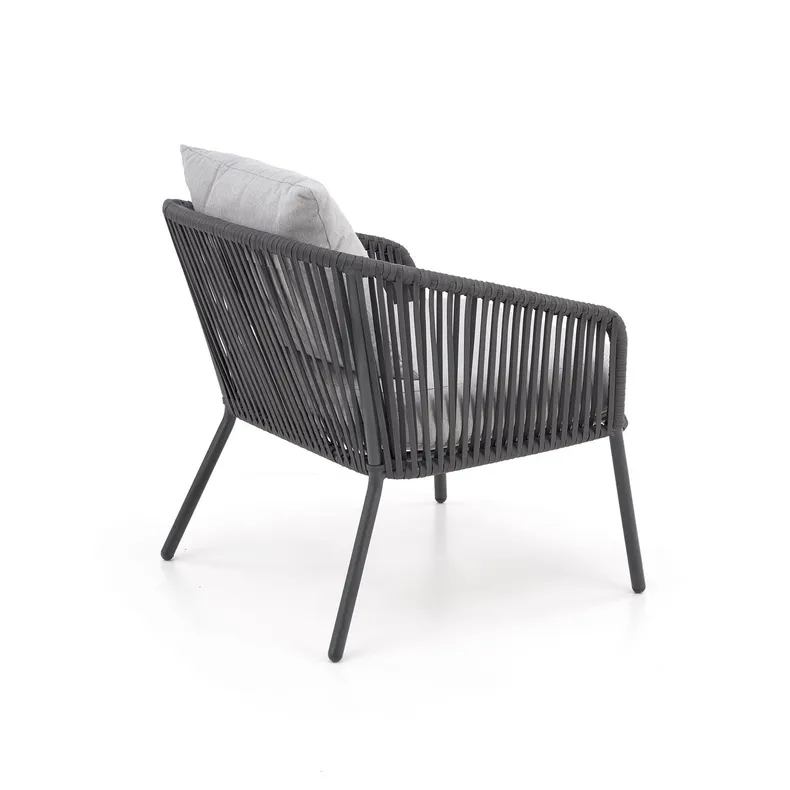 Садовий комплект HALMAR ROCCA (диван + два крісла + столик), темно-сірий / світло-сірий фото №4