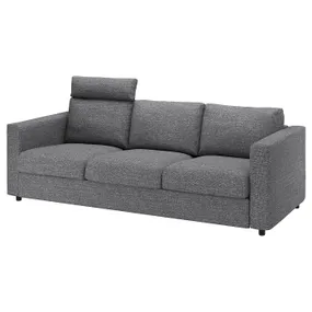 IKEA VIMLE ВИМЛЕ, 3-местный диван, с подголовником/Лейде серо-черный 194.343.95 фото