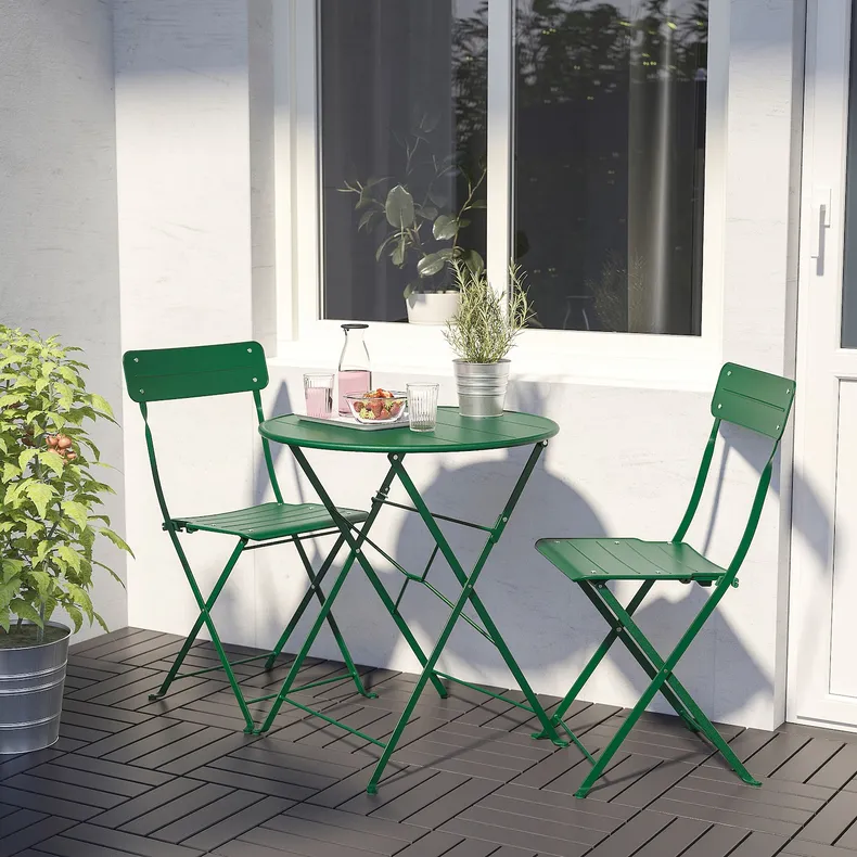 IKEA SUNDSÖ СУНДСЕ, стіл+2 стільці, вуличний, зелений/зелений 394.349.31 фото №2