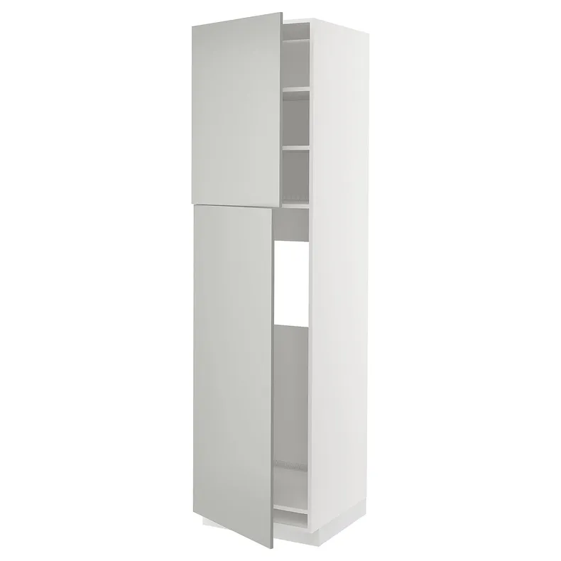 IKEA METOD МЕТОД, высокий шкаф д / холодильника / 2дверцы, белый / светло-серый, 60x60x220 см 195.383.74 фото №1