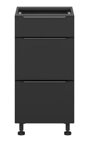 BRW Кухонный цокольный шкаф Sole L6 40 см с ящиками черный матовый, черный/черный матовый FM_D3S_40/82_2SMB/SMB-CA/CAM фото