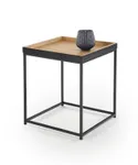 Журнальный столик деревянный HALMAR YAVA, 42x42 см, дуб натуральный/черный фото thumb №3