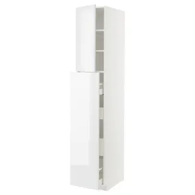 IKEA METOD МЕТОД / MAXIMERA МАКСІМЕРА, висока шафа / висувна сек / 4шх / 1дв / 2пл, білий / РІНГХУЛЬТ білий, 40x60x220 см 794.699.28 фото