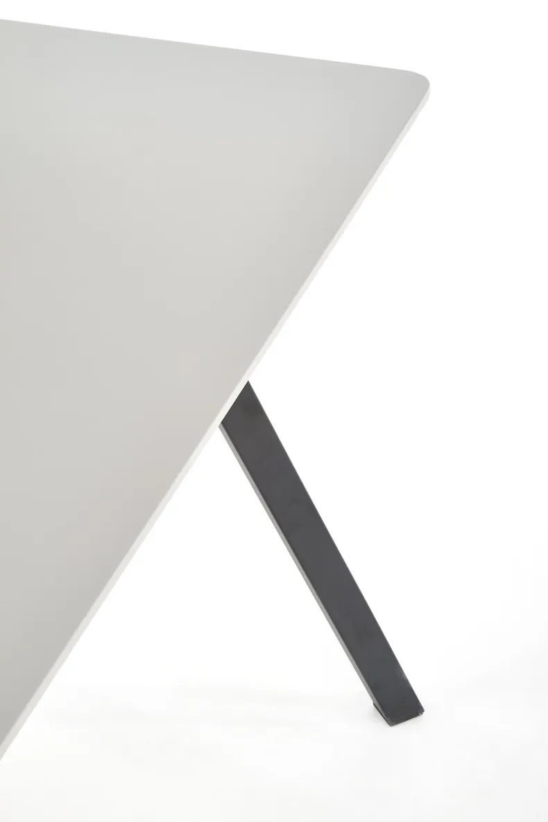Стіл кухонний HALMAR BALROG 140x80 см, каркас - чорний, стільниця - світло-сіра фото №14