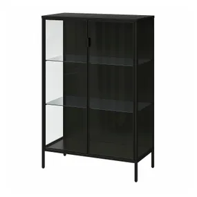 IKEA RUDSTA РУДСТА, шафа зі скляними дверцятами, антрацит, 80x37x120 см 504.501.37 фото