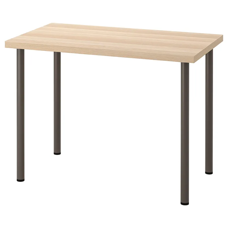 IKEA LINNMON ЛІННМОН / ADILS АДІЛС, письмовий стіл, дуб морений білий / темно-сірий, 100x60 см 794.163.41 фото №1