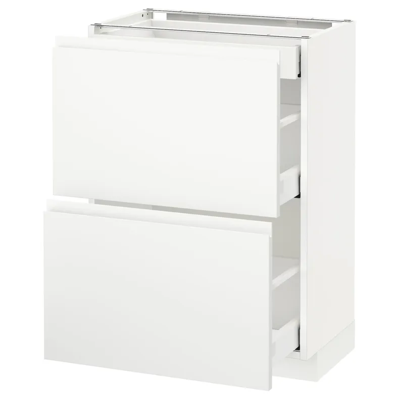 IKEA METOD МЕТОД / MAXIMERA МАКСІМЕРА, підлогова шафа / 2 фронт пан / 3 шухл, білий / Voxtorp матовий білий, 60x37 см 091.128.33 фото №1