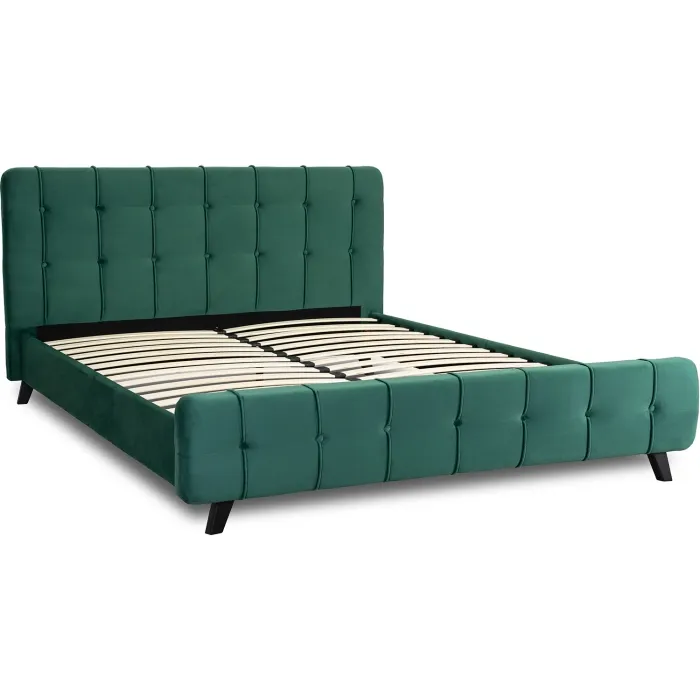 Кровать двуспальная бархатная MEBEL ELITE LINO Velvet, 160x200 см, Зеленый фото №2