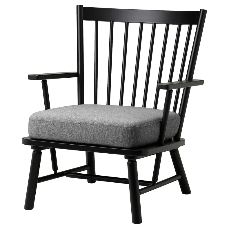 IKEA PERSBOL ПЕРСБОЛЬ, крісло, чорний / ТІББЛЕБЮ бежевий / сірий 505.259.20 фото №1