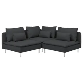 IKEA SÖDERHAMN СОДЕРХЭМН, 3-местный угловой диван, Фридтуна темно-серого цвета 594.495.83 фото