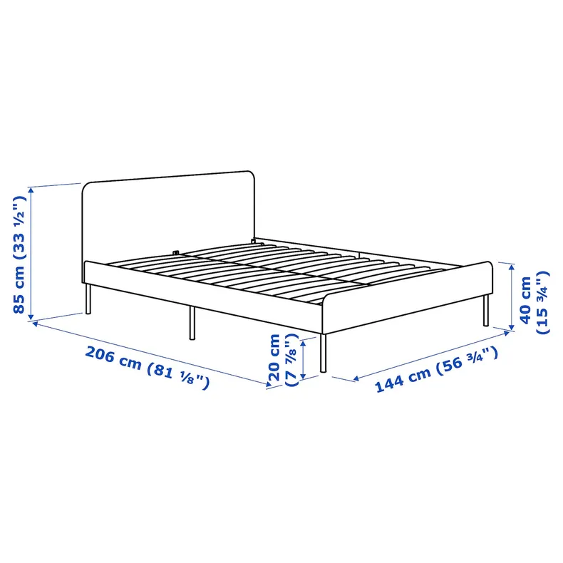 IKEA SLATTUM СЛАТТУМ, каркас ліжка з оббивкою, КНІСА світло-сірий, 140x200 см 304.463.73 фото №9