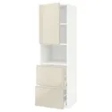 IKEA METOD МЕТОД / MAXIMERA МАКСІМЕРА, висока шафа для мікрох печі, 2 шухл, білий / Voxtorp високий глянець світло-бежевий, 60x60x200 см 794.555.06 фото thumb №1