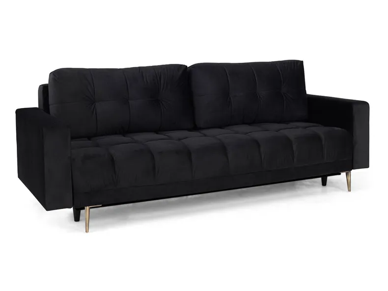 BRW Трехместный диван-кровать Belmira с ящиком для хранения велюр черный, Ривьера 100 SO3-BELMIRA-LX_3DL-GR1_BA42EC фото №2