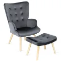 Крісло м'яке оксамитове з підставкою для ніг MEBEL ELITE LOZANO Velvet, Сірий фото thumb №13