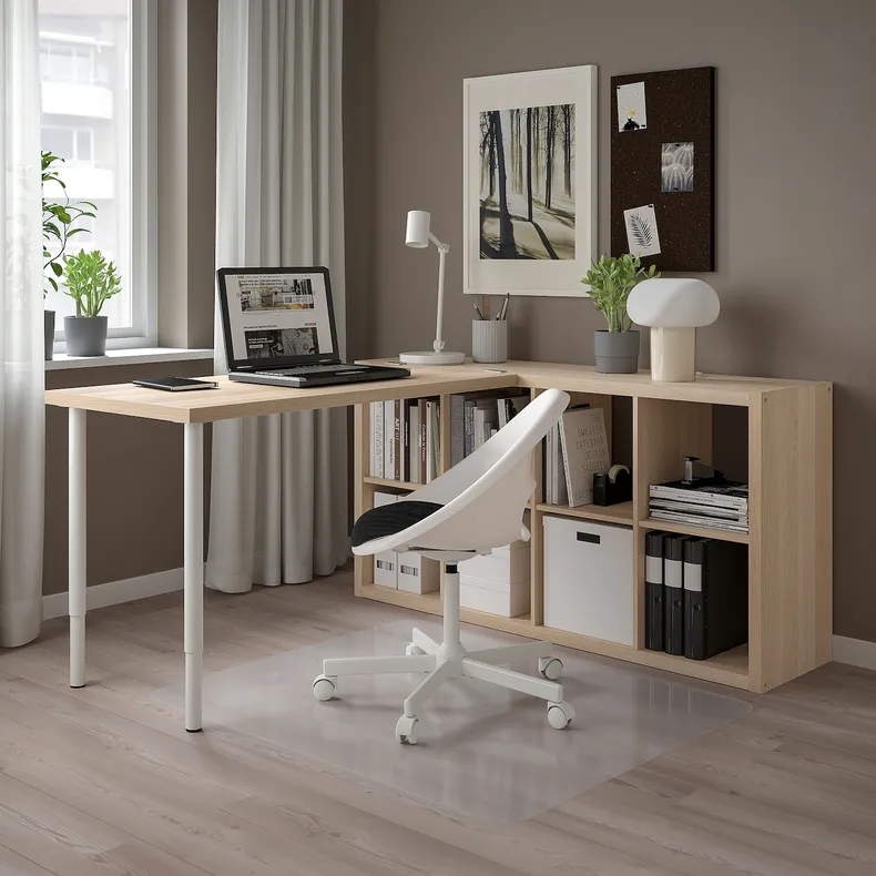 IKEA KALLAX КАЛЛАКС / LAGKAPTEN ЛАГКАПТЕН, стол, комбинация, белый / дуб, окрашенный в белый цвет, 77x159x147 см 594.816.67 фото №3