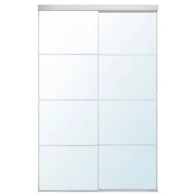 IKEA SKYTTA СКЮТТА / AULI АУЛІ, комбінація розсувних дверцят, алюміній / дзеркало, 152x240 см 695.758.49 фото