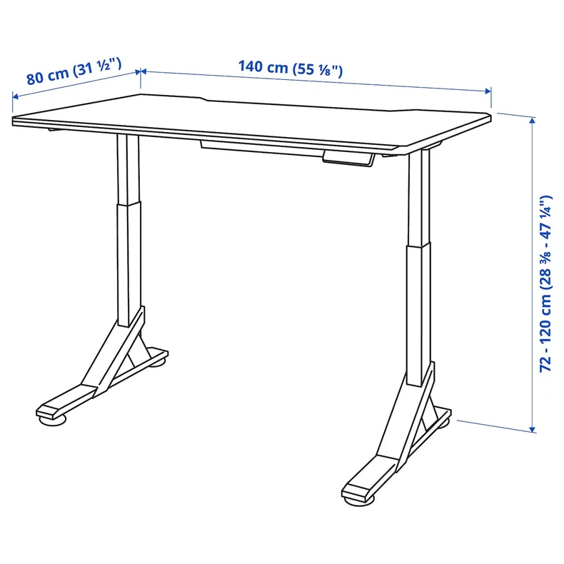 IKEA UPPSPEL УППСПЕЛ, геймерський стіл, чорний, 140x80 см 294.301.65 фото №11