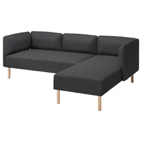 IKEA LILLEHEM ЛІЛЛЕХЕМ, 3-м модульний диван з кушеткою, ГУННАРЕД/темно-сірий деревина 695.682.93 фото