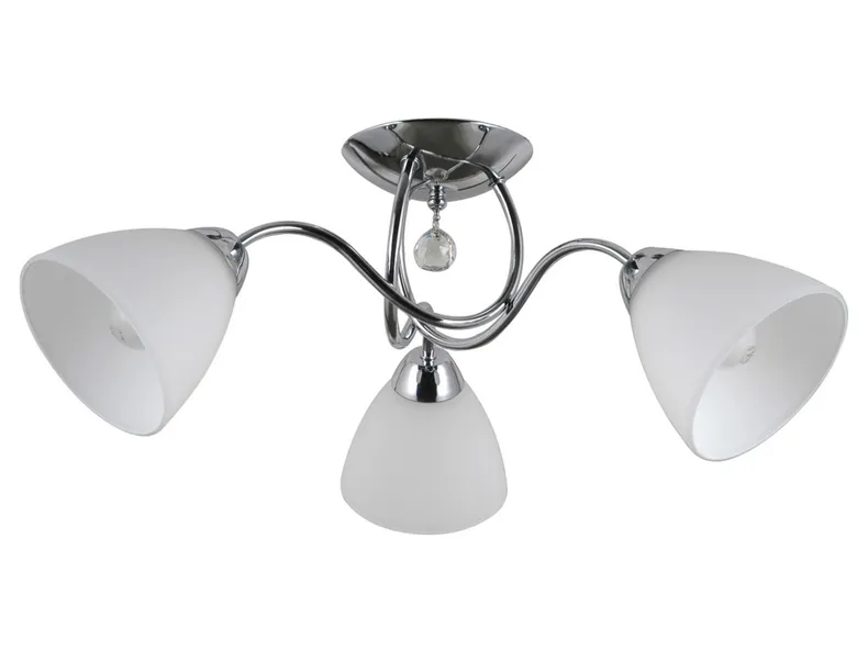 BRW Підвісний світильник Lugano 3-точковий зі сталі та скла білий і сріблястий 077031 фото №1