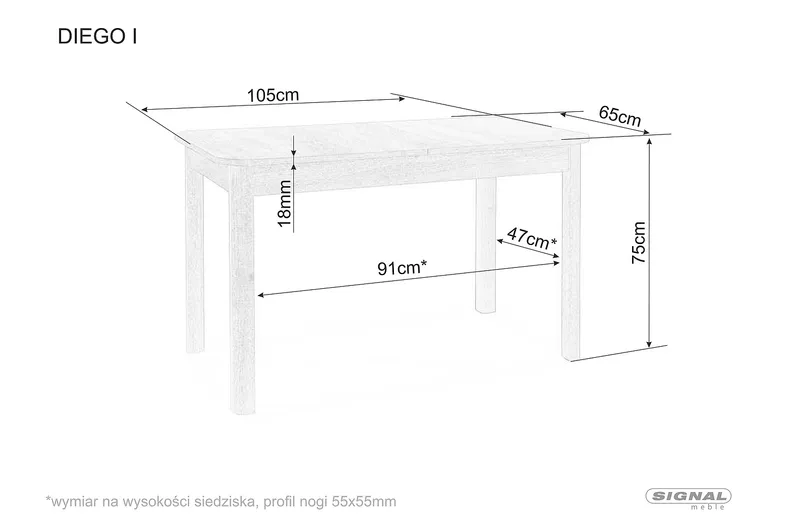Стіл обідній розкладний SIGNAL Diego II, дуб сонома, 68x120 см фото №4