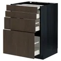 IKEA METOD МЕТОД / MAXIMERA МАКСИМЕРА, напольный шкаф с выдвиж панелью / 3ящ, черный / синарп коричневый, 60x60 см 294.339.51 фото thumb №1