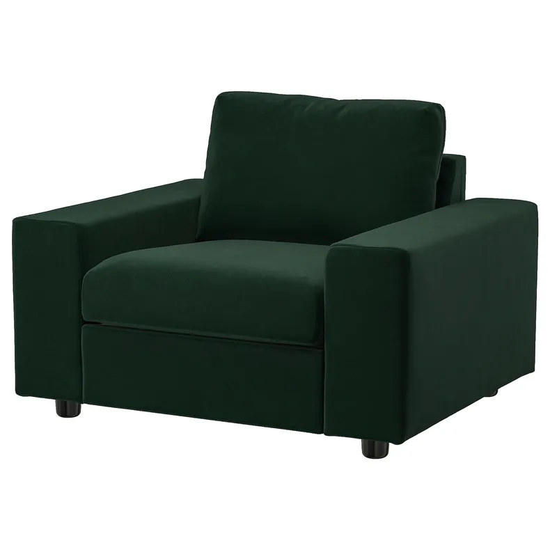 IKEA VIMLE ВІМЛЕ, крісло, з широкими підлокітниками Djuparp/темно-зелений 094.768.71 фото №1