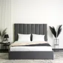 Кровать двуспальная бархатная MEBEL ELITE EMILIO Velvet, 160x200 см, Серый фото thumb №4
