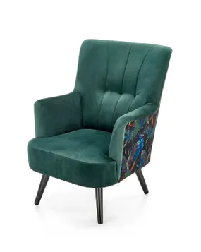 Кресло мягкое HALMAR PAGONI темно-зеленый/черный (ткань Bluvel #78) фото