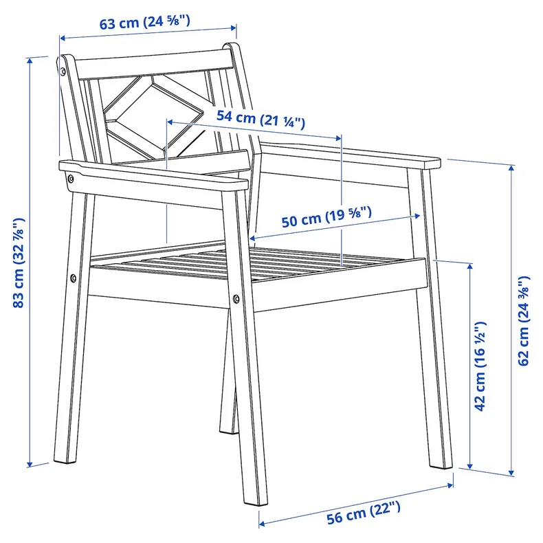IKEA BONDHOLMEN БОНДХОЛЬМЕН, стіл+4 крісла з підлокітн, вуличний, білий/бежевий 195.498.34 фото №4