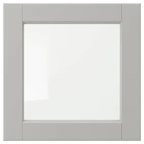 IKEA LERHYTTAN ЛЕРХЮТТАН, скляні дверцята, світло-сірий, 40x40 см 604.615.12 фото