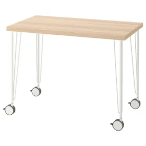 IKEA LINNMON ЛИННМОН / KRILLE КРИЛЛЕ, письменный стол, дуб, окрашенный в белый цвет, 100x60 см 594.163.61 фото