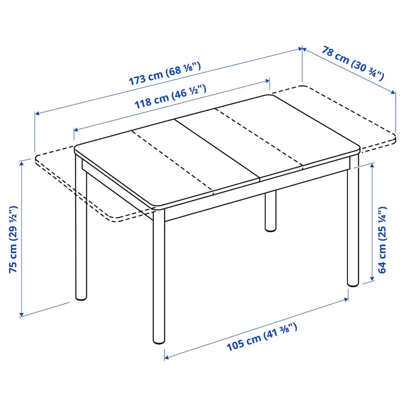 IKEA RÖNNINGE РЁННИНГЕ, раздвижной стол, береза, 118 / 173x78 см 305.074.65 фото №8