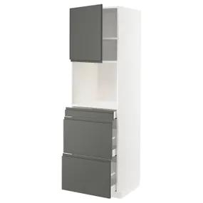 IKEA METOD МЕТОД / MAXIMERA МАКСИМЕРА, высокий шкаф д / СВЧ / дверца / 3ящика, белый / Воксторп темно-серый, 60x60x200 см 094.608.89 фото