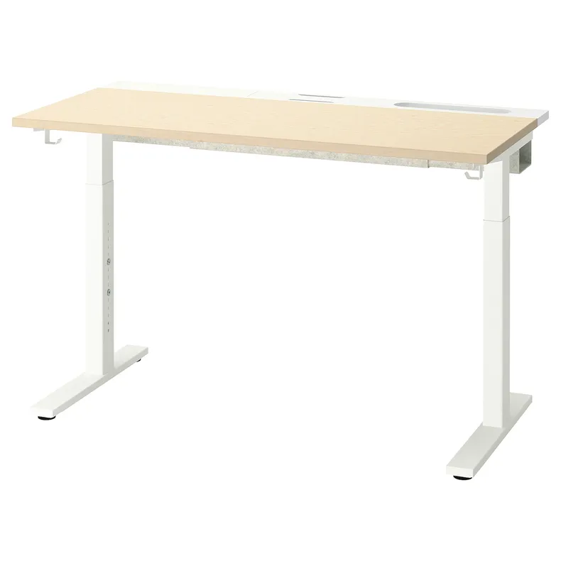 IKEA MITTZON МІТТЗОН, письмовий стіл, береза okl / біла, 120x60 см 395.258.51 фото №1