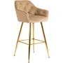 Барный стул бархатный MEBEL ELITE SALEM Velvet, бежевый / золотой фото