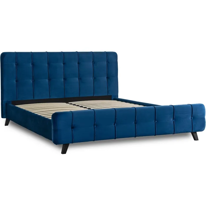 Ліжко двоспальне оксамитове MEBEL ELITE LINO Velvet, 160x200 см, синій фото №2