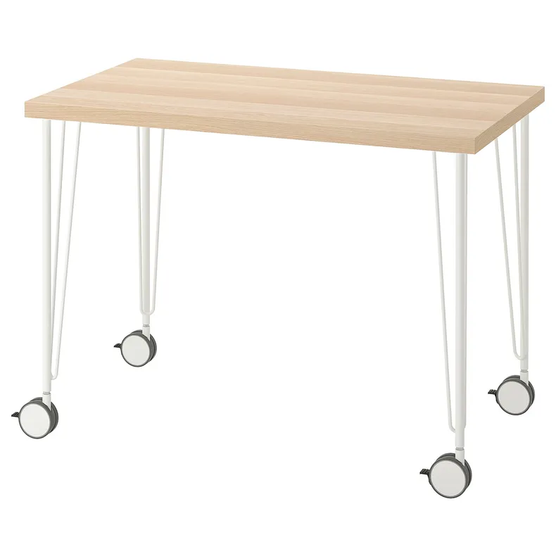 IKEA LINNMON ЛІННМОН / KRILLE КРІЛЛЕ, письмовий стіл, під білений дуб / білий, 100x60 см 594.163.61 фото №1