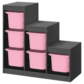 IKEA TROFAST ТРУФАСТ, шафа, сірий / рожевий, 99x44x94 см 295.268.65 фото