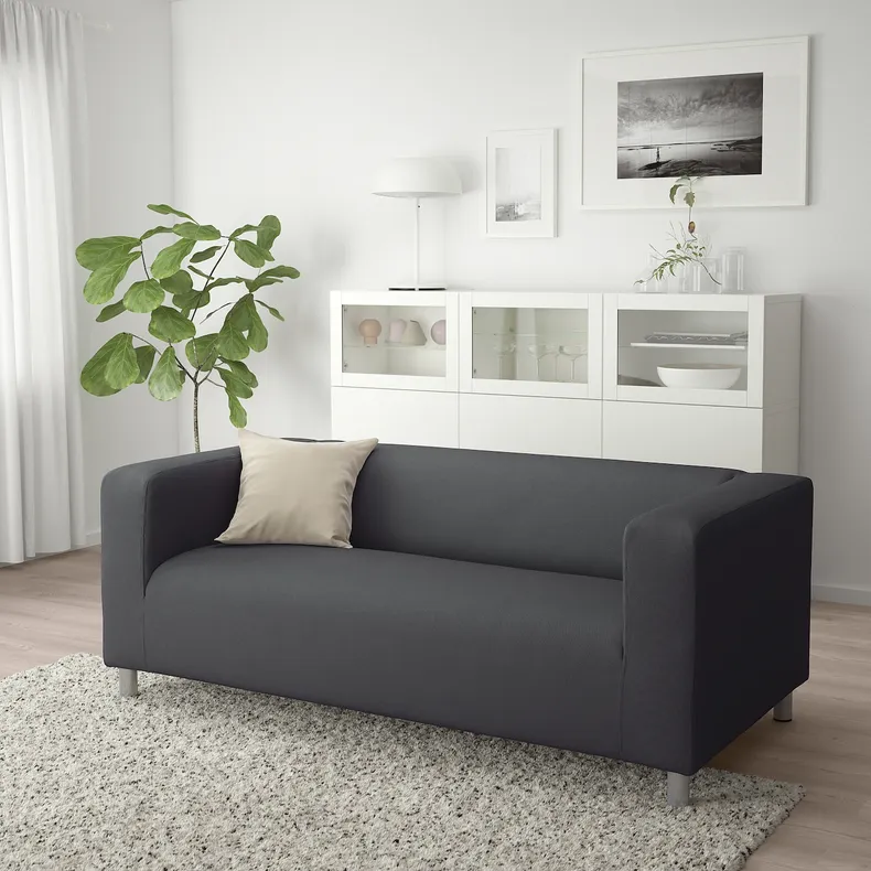IKEA KLIPPAN КЛІППАН, 2-місний диван, ВІССЛЕ сірий 790.106.14 фото №2