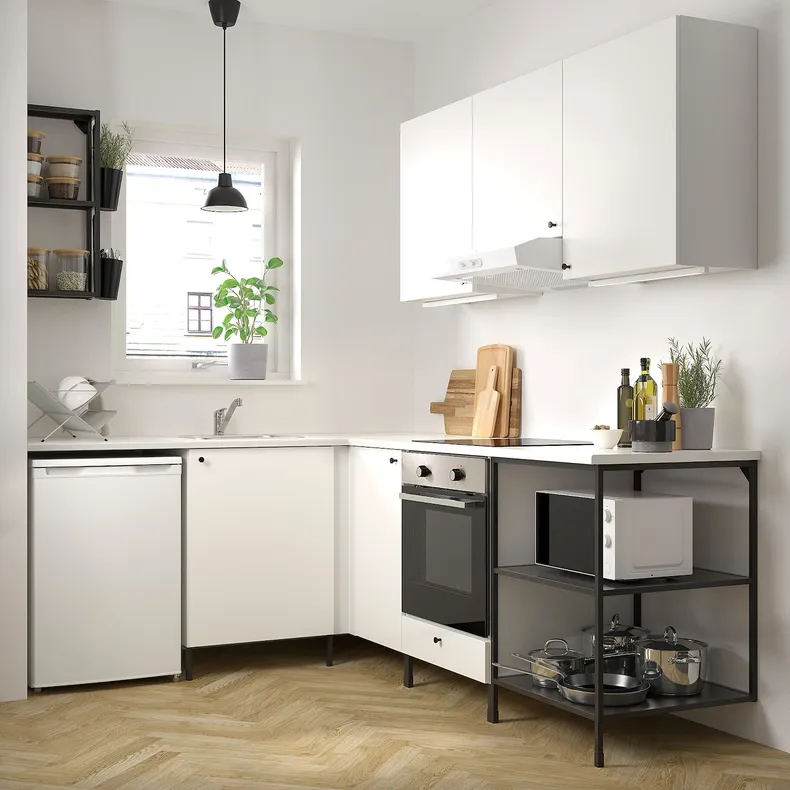 IKEA ENHET ЕНХЕТ, кутова кухня, антрацит / білий 693.379.95 фото №2