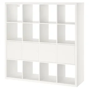 IKEA KALLAX КАЛЛАКС, стеллаж с 4 вставками, белый, 147x147 см 390.174.86 фото
