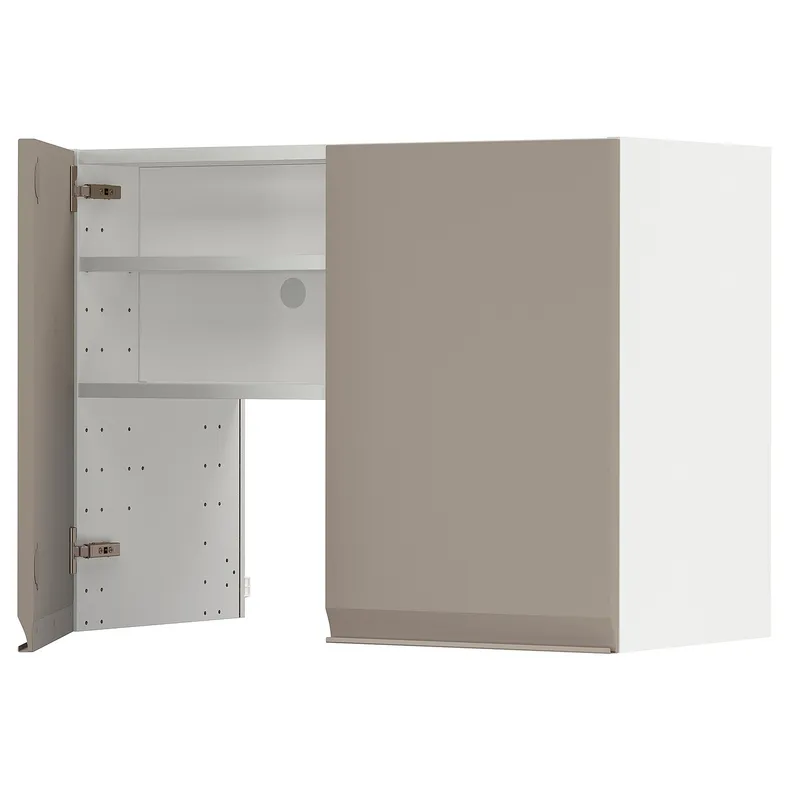 IKEA METOD МЕТОД, навесной шкаф д / вытяжки / полка / дверь, белый / матовый темно-бежевый, 80x60 см 595.044.09 фото №1